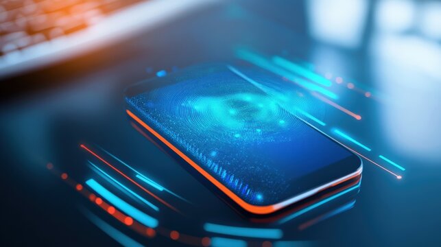 Innovative smartphone technology showcased in futuristic digital environment high-tech display close-up perspective modern concept