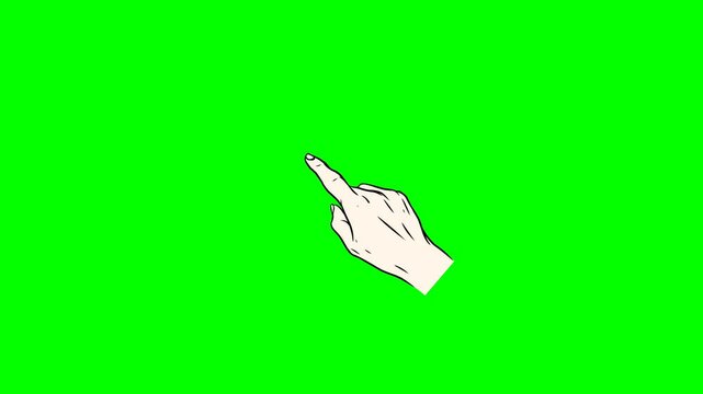 Green screen animation of hands pointing down, up, left and right