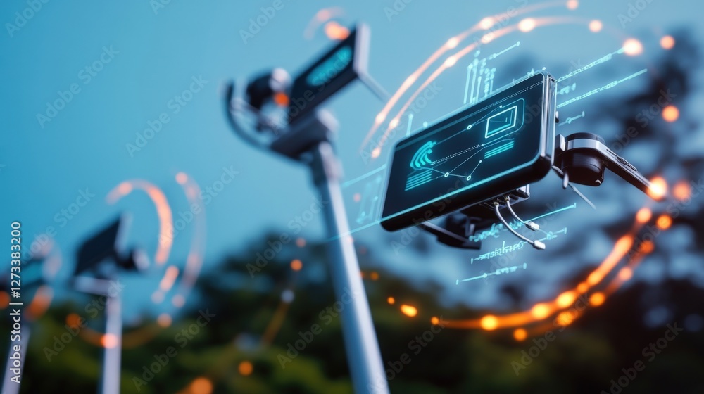 Poster exploring technological advancements in smart monitoring systems urban environment digital imagery h