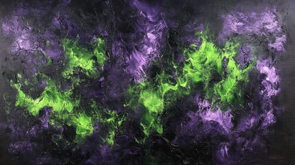Abstract Green And Purple Impasto Painting