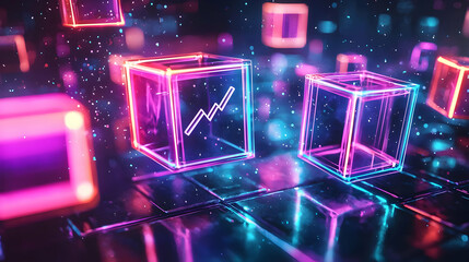 Neon Cubes 3D Abstract Background