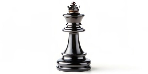 Black Chess Queen on White Background