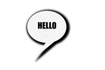 White speech bubble with pointed tail on transparent background.