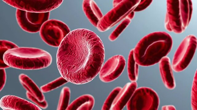 Red blood cells observed under a medical microscope.
