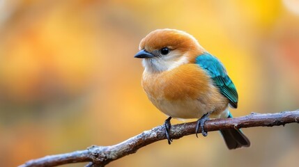 This captivating image features a cute bird with colorful feathers perched on a branch, embodying the charm and vibrancy of wildlife in a serene natural setting.