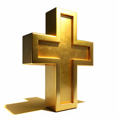 Fototapeta premium christianity symbol golden cross icon 3d rendering