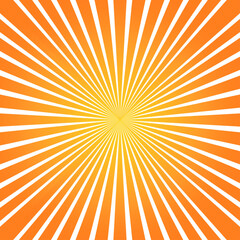 Retro stripes radiant orange and yellow sunburst effect warm and energetic background vector illustration.