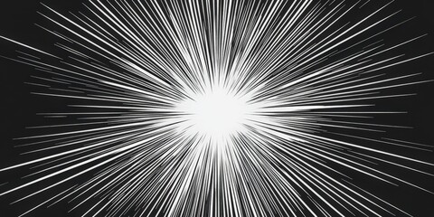 A captivating black and white starburst, with finely detailed symmetrical white lines radiating from the center, creates an eye-catching display of balance and harmony