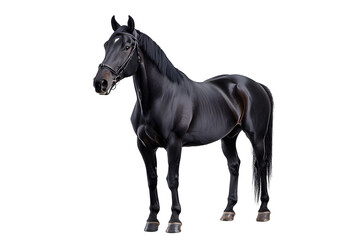 A black horse isolated on white background
