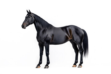 A black horse isolated on white background
