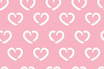 white heart seamless pattern on pink background, romantic love vector design
