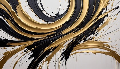 Bold Black and Gold Strokes on a Smooth White Background