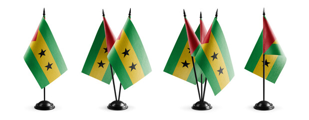 Small national flags of the Sao Tome and Principe on a white background