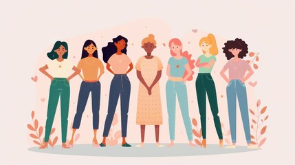 Fototapeta premium Minimalistic Flat Design Illustrating Diverse Women in Business