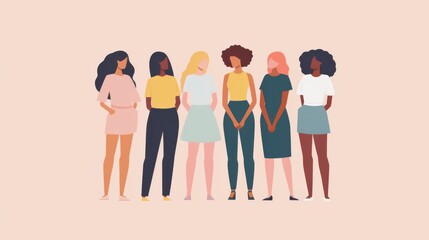Fototapeta premium Minimalistic Illustration representing Diverse Women Empowerment and Equality