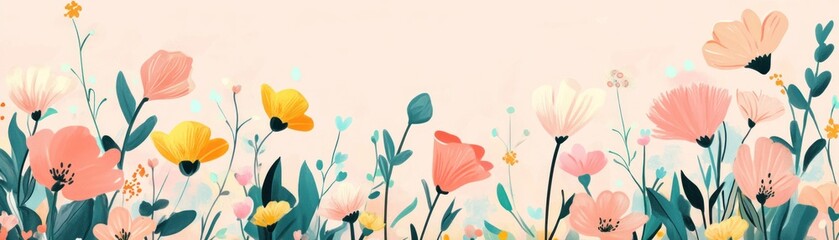 A Delicate Arrangement Of Pastel Flowers In Bloom