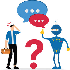 Businessman using AI to answer a question