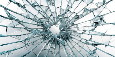 Shattered Glass on White Background