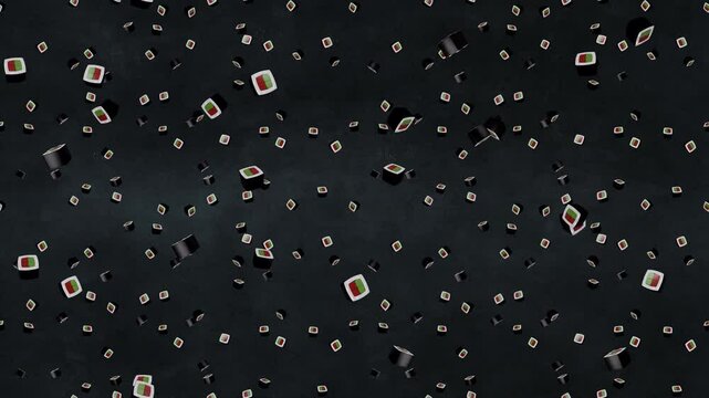 Tuna Maki Sushi background loop tile Cartoon falling. This is a cartoony loopable and tileable japanese sushi texture