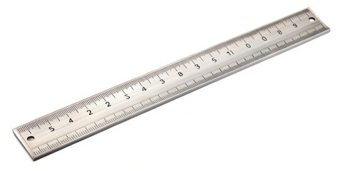 Stainless Steel Ruler on White Background