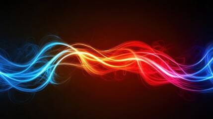 Abstract Red And Blue Light Wave Energy Flow