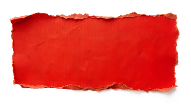 Red Cardboard Paper Tear Set Isolated on White Background, Ripped Paper Collection