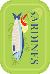 Bright green sardine can isolated on transparent bg