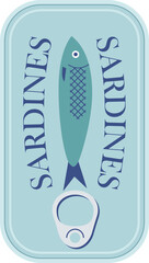 Classic sardines tin can vector design isolated on transparent bg