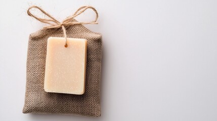 A beautifully wrapped natural soap in a burlap sack, perfect for sustainable living and eco-friendly gifts.