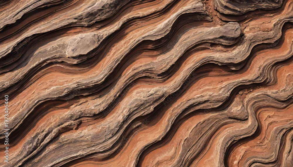 Poster eroded rock layers texture. natural stone waves. earthy reddish-brown. gray hues. geological formati
