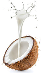 Coconut milk splash isolated on white background