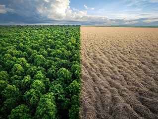 Aerial view of forest and cleared land