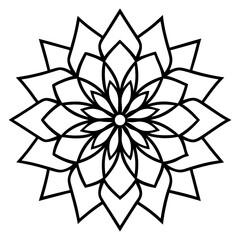 Floral Mandala Line Art Illustration