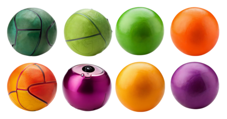 Colorful Variety of Rubber Balls for Active Play and Fun Activities, isolated on transparent background
