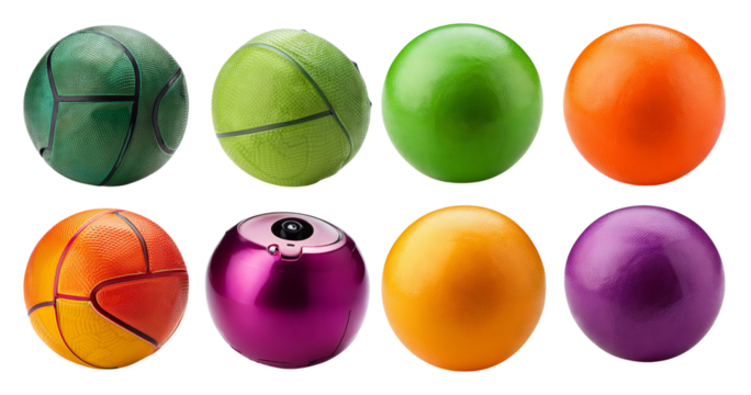 Colorful Variety of Rubber Balls for Active Play and Fun Activities, isolated on transparent background