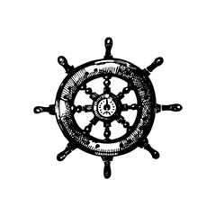 Obraz premium Sketch pirate hand drawn vintage illustration of wheel