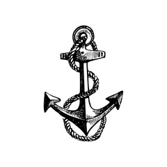 Sketch pirate hand drawn vintage illustration of anchor © pim