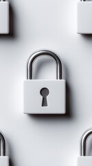 A close-up of a white padlock illustrating security and protection concepts on a minimalist background.