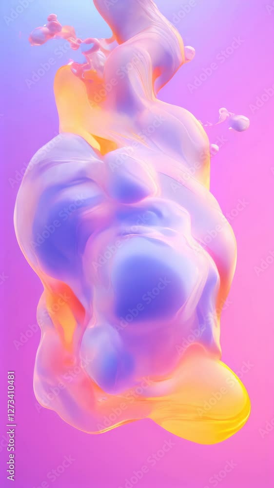 Poster colorful viscous liquid swirling in abstract patterns with smooth transitions and vibrant hues