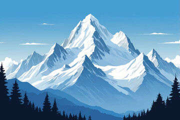 awe-inspiring and grandeur-inducing sight of a snow-covered mountain with its white peaks against a backdrop of a clear blue sky © Jannatul Ferdous