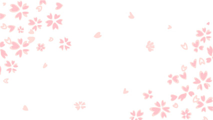 桜の花びらが舞い散るかわいいイラストの背景フレーム