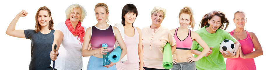 Erwachsene Frauen vieler Generationen bei Sport und Aktivität in der Freizeit