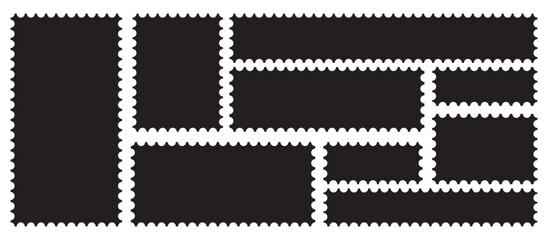 Post stamp frame outline icon. postage stamp vector on a background, vector illustration, postage stamp border set vectors, blank postage stamp in flat design. Postage perforated templates collection.