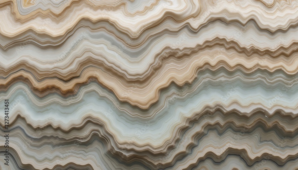Poster abstract organic pattern. wavy beige brown and blue layers create depth and movement. natural stone 