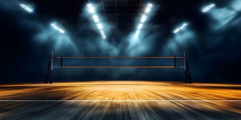 Illuminated Volleyball Court with Spotlights &ndash; Game Night Arena