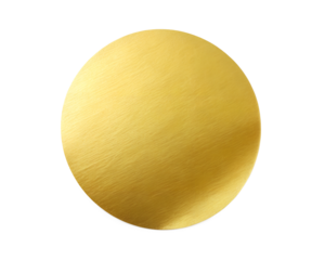 Blank Golden Round Adhesive Paper Sticker Label Isolated on White Background