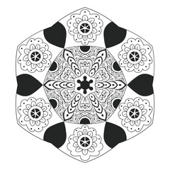 Intricate Black and White Mandala for Coloring, Meditation, and Decorative Art