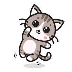 Grey cute cat cartoon vector illustration
