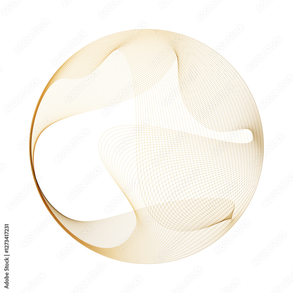 Aufkleber Abstract vector round shape of wavy lines flowing smooth curve gold gradient color on transparent background in concept of luxury, technology, science, music, modern.