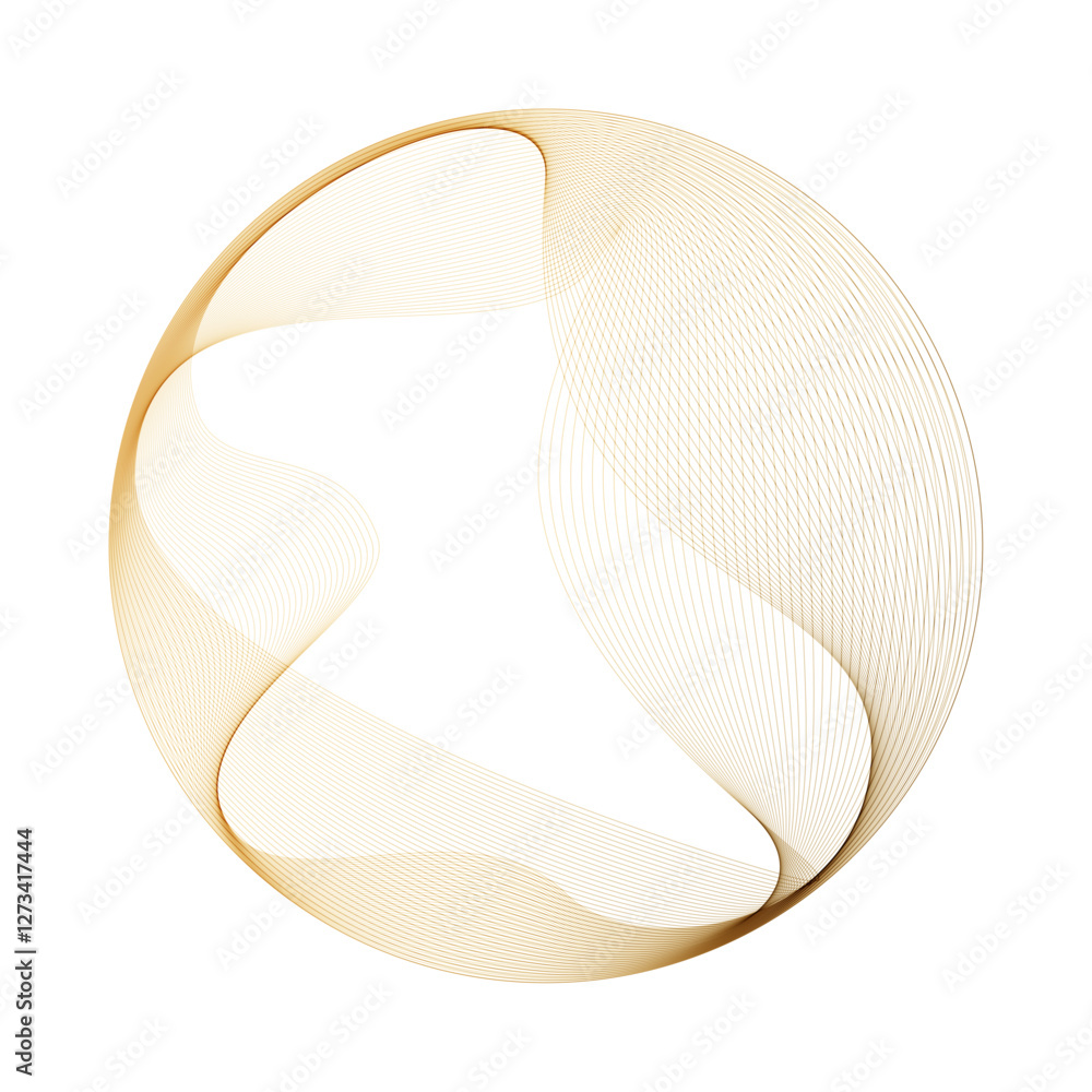 Aufkleber Abstract vector round shape of wavy lines flowing smooth curve gold gradient color on transparent background in concept of luxury, technology, science, music, modern.